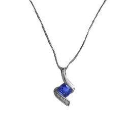 Kussen Sapphire & Diamond Hanger Twisted Shank 1.50 Karaat