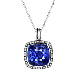 Kussen Sapphire & Round Diamond Halo hanger 3,75 karaat 14K goud