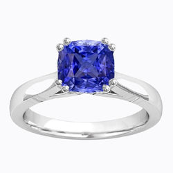 Kussen Solitaire Ring Ceylon Sapphire 2 Karaats Dubbele Prong Sieraden
