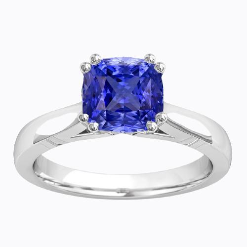 Kussen Solitaire Ring Ceylon Sapphire 2 Karaats Dubbele Prong Sieraden - harrychadent.nl