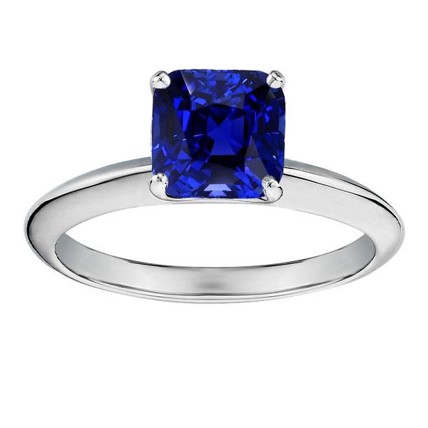 Kussen Solitaire Sapphire Ring 2.50 karaat witgouden sieraden - harrychadent.nl