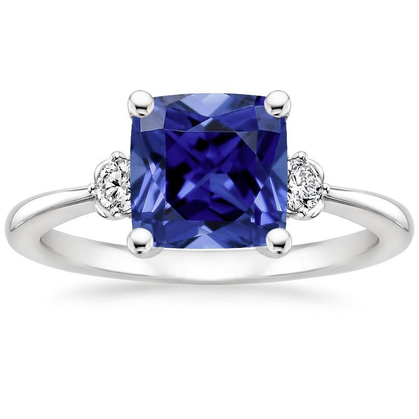 Kussen Sri Lankaanse saffier diamant 3 stenen ring 2,75 karaat - harrychadent.nl