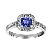 Afbeelding in Gallery-weergave laden, Kussen Tanzaniet Diamanten 2 Karaat Halo Ring Wit Goud 14K - harrychadent.nl
