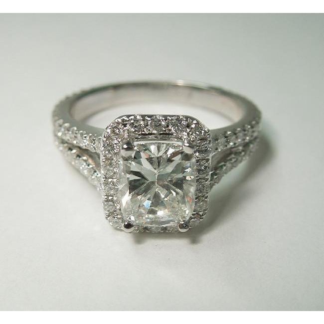 Kussen diamanten koninklijke verloving Halo Ring 2.75 karaat witgoud 14K - harrychadent.nl