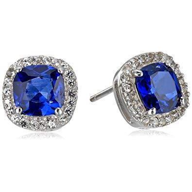 Kussen geslepen Halo Ceylon saffier met diamanten 4.44 karaats studs - harrychadent.nl