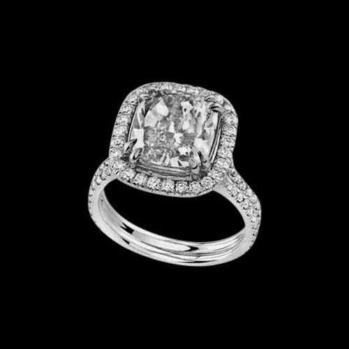 Kussen geslepen diamant dames nieuw wit goud 3,40 ct. Ring met accenten - harrychadent.nl