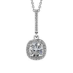 Kussenslijpsel labgekweekt Diamanten Betoverende Druppel Hanger Ketting 4.31 Karaat WG 14K