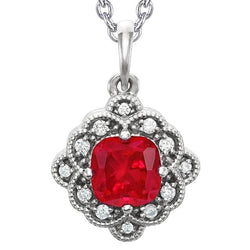 Kussen gesneden rode robijn diamanten ketting hanger sieraden 5,50 karaat