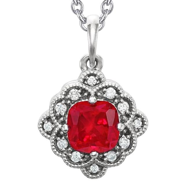 Kussen gesneden rode robijn diamanten ketting hanger sieraden 5,50 karaat - harrychadent.nl