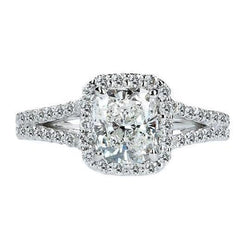 Kussen halo diamanten koninklijke verlovingsring 2,75 karaat witgoud 14K