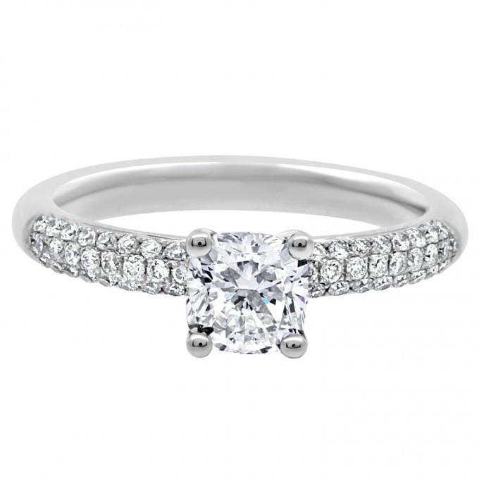 Kussen Echt Diamanten Verlovingsring 1,40 Karaat Witgoud 14K