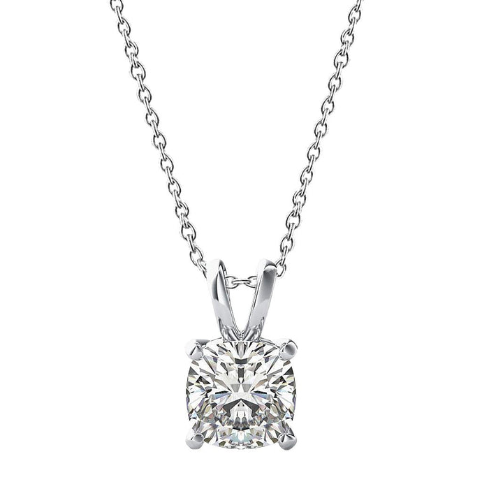 Kussen Geslepen Solitaire Echt Diamanten Halsketting Hanger 1,50 Ct 14K Witgoud