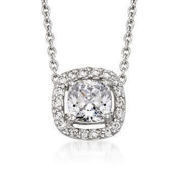 Kussen Ronde Echt Diamanten Halo Ketting Hanger 2,25 Karaat Witgoud 14K