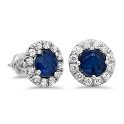 Lady Studs oorbel Sri Lankaanse saffier diamanten 4.20 ct witgoud