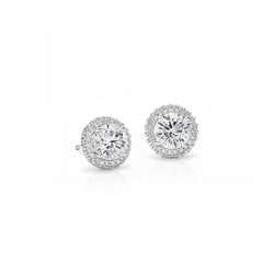 Lady Studs oorbellen 2.90 karaat natuurlijke diamanten Halo wit goud 14K