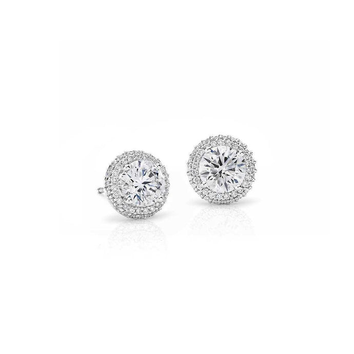 Lady Studs oorbellen 2.90 karaat natuurlijke diamanten Halo wit goud 14K - harrychadent.nl