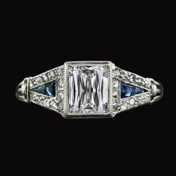 Lady's Emerald Diamond Ring Trapezium Saffieren 5,50 karaat
