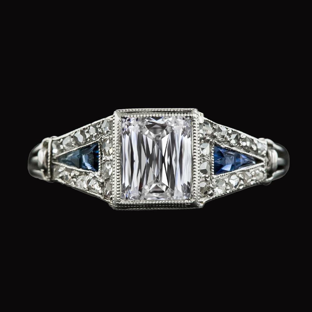 Lady's Emerald Diamond Ring Trapezium Saffieren 5,50 karaat - harrychadent.nl