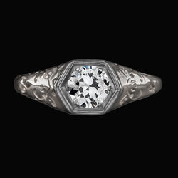 Lady's Round Old Miner Diamond Solitaire Ring Vintage stijl 2 karaat