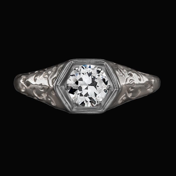 Lady's Round Old Miner Diamond Solitaire Ring Vintage stijl 2 karaat - harrychadent.nl