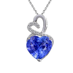 Lichtblauwe saffier hart hanger & diamant 14K goud 3,75 karaat sieraden