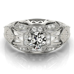 Like Edwardian Jewelry Halo Ring Old Miner Diamond Filigree 3 Karaat