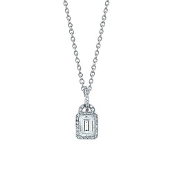 Lock Style Hanger Ketting 1,50 Karaat Echt Diamant Wit Goud 14K Sieraden