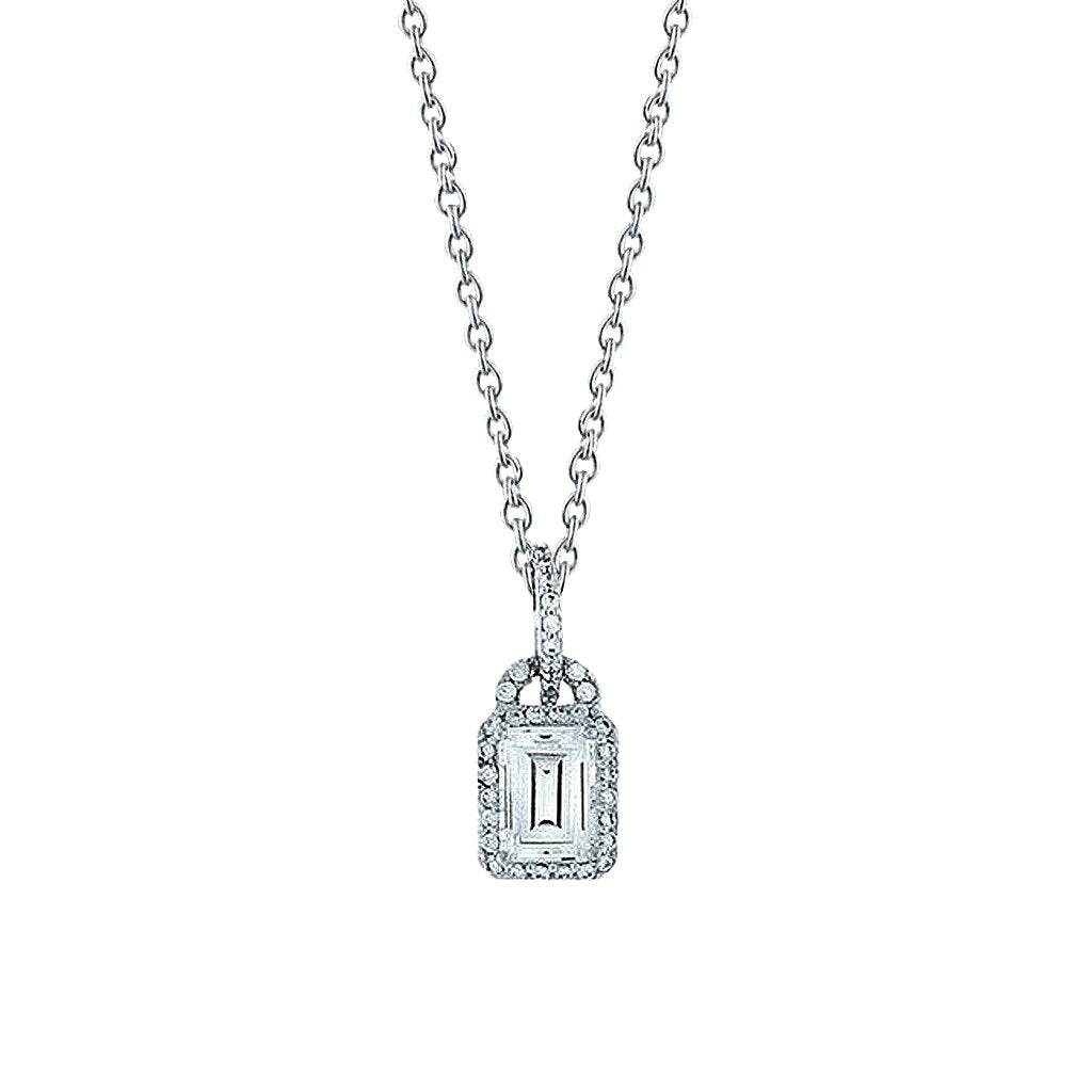Lock Style Hanger Ketting 1,50 Karaat Echt Diamant Wit Goud 14K Sieraden