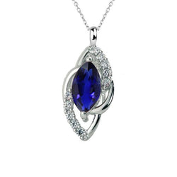 Markiezin Ceylon saffier en diamanten hanger ketting goud 1,75 karaat