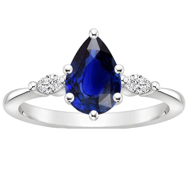 Markiezin Diamond Three Stone Ring Peer Ceylon Sapphire 3 karaat - harrychadent.nl