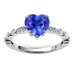 Markiezin & Ronde Diamanten Ring Hart Lichtblauw Saffier 3 Karaat