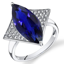 Afbeelding in Gallery-weergave laden, Markiezin blauwe saffier verlovingsring met kleine diamanten 5,50 karaat - harrychadent.nl

