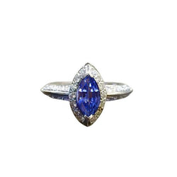 Markiezin geslepen Sri Lanka blauwe saffier ronde diamanten ring goud 2,75 Ct