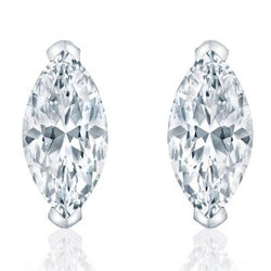 Markiezin geslepen sprankelende 4 karaat diamanten Stud Earring wit goud 14K