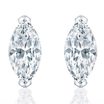 Markiezin geslepen sprankelende 4 karaat diamanten Stud Earring wit goud 14K - harrychadent.nl
