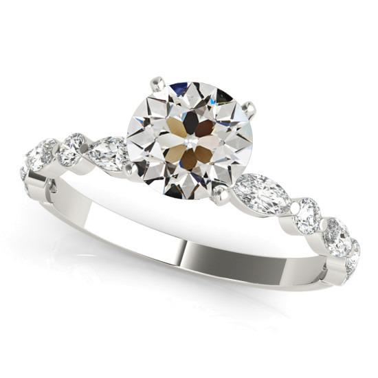 Markiezin & ronde oude mijnwerker diamanten ring geaccentueerde gouden sieraden 4 karaat - harrychadent.nl