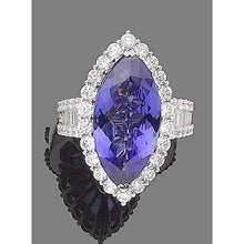 Afbeelding in Gallery-weergave laden, Markiezin tanzaniet en diamanten ring van 17,25 ct witgoud 14k - harrychadent.nl
