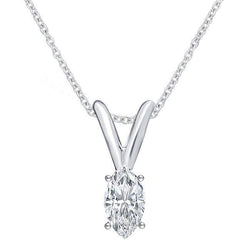 Marquise Slijpvorm 2 Karaat Natuurlijke uit de aarde gewonnen Diamanten Kettinghanger Witgoud 14K