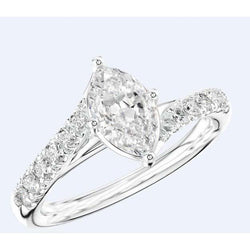 Marquise- en rondgeslepen 3.25 ct. natuurlijke uit de aarde gewonnen diamanten trouwring witgoud 14K