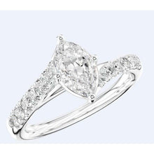 Afbeelding in Gallery-weergave laden, Markiezin en Rond Geslepen 3,25 ct. Echt Diamanten Trouwring Wit Goud 14K - harrychadent.nl
