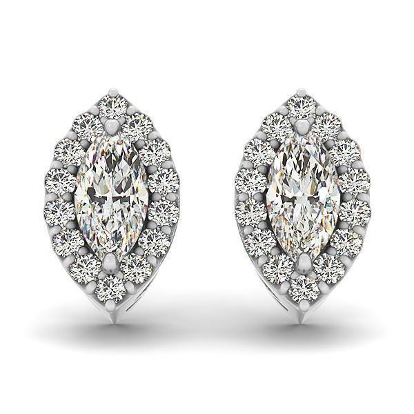 Markiezin en Ronde Halo Echte Diamanten Oorknopjes 3,20 karaat Massief - harrychadent.nl