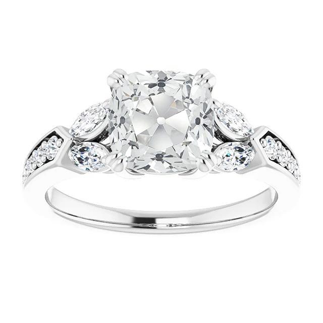 Marquise & Cushion Old Mine Cut Diamond Ring met accenten 9 karaat - harrychadent.nl