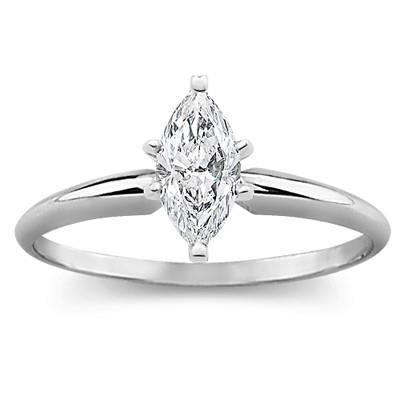 Marquise Cut Solitaire 1.10 karaat diamanten ring wit goud 14K - harrychadent.nl