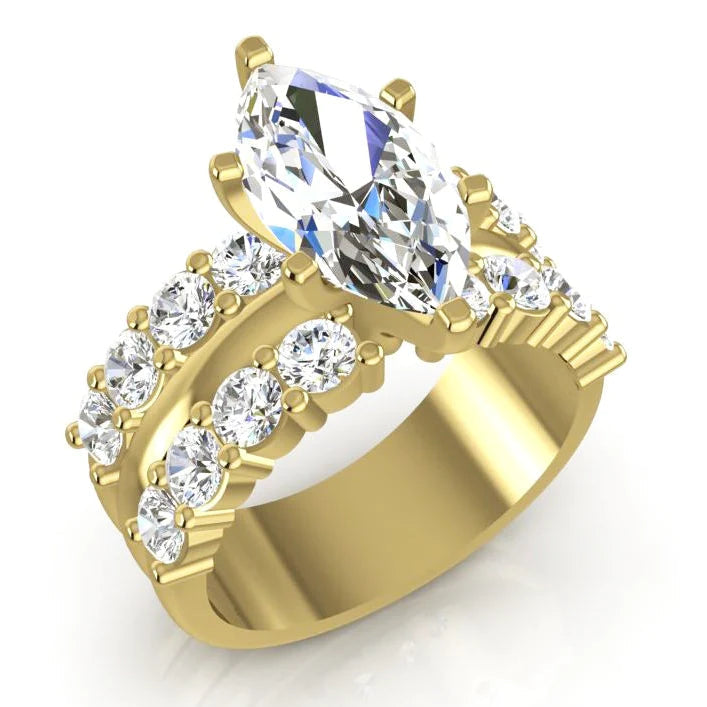 Marquise Diamanten Trouwring Bruidssieraden Geel Goud