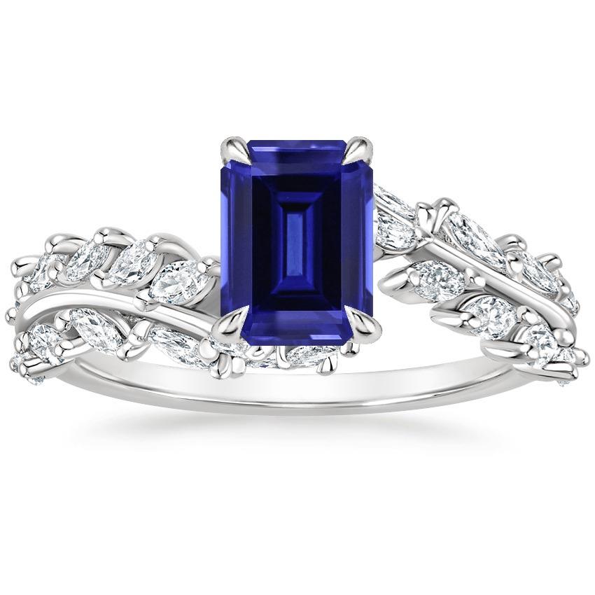 Marquise diamant en smaragd blauwe saffier ring 3 karaat sieraden - harrychadent.nl