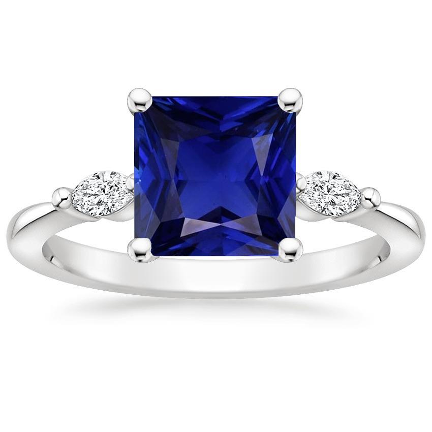 Marquise diamanten ring 3 stenen prinses Ceylon saffier 5,25 karaat - harrychadent.nl