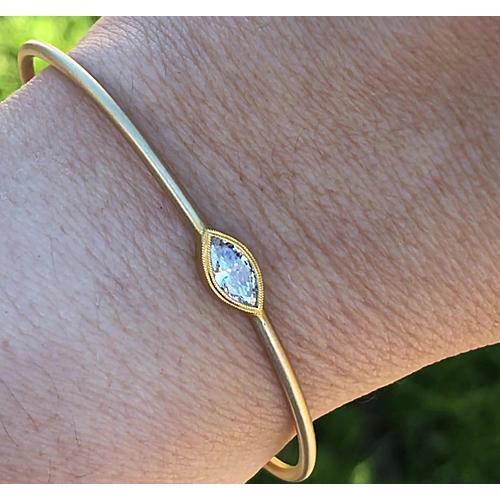Marquise Echt Diamond Bangle Bezel Set 1 Karaat Geel Goud 14K