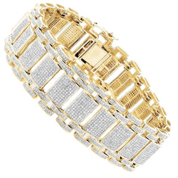 Heren Sprankelende 14.50 Karaat Natuurlijke uit de aarde gewonnen Diamanten Armband Geelgoud 14K