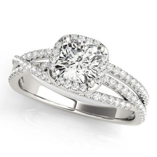 Middenkussen Diamant Halo Verlovingsring 1,74 Ct. Wit goud 14K - harrychadent.nl
