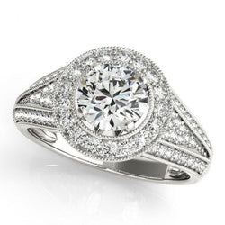 Milligrain Halo Ring 2.50 Karaat Ronde Diamant Massief Wit Goud 14K
